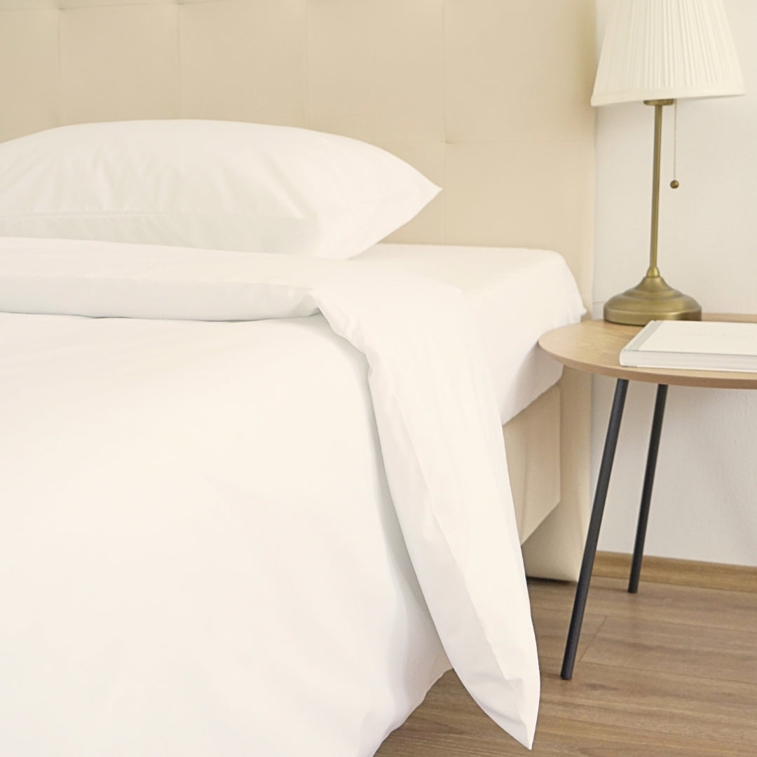 Hotel-Bettlaken aus Baumwollleinen – 50 % Baumwolle – 50 % PE – zum Umklappen – 2er-Set – 142 g/m2 – verpackt