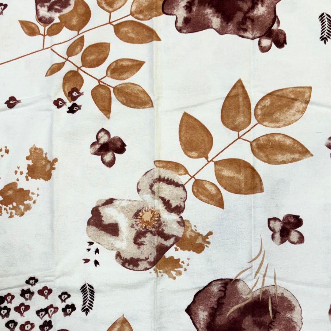 Flannel bedding set - 3 pieces - Beige/white