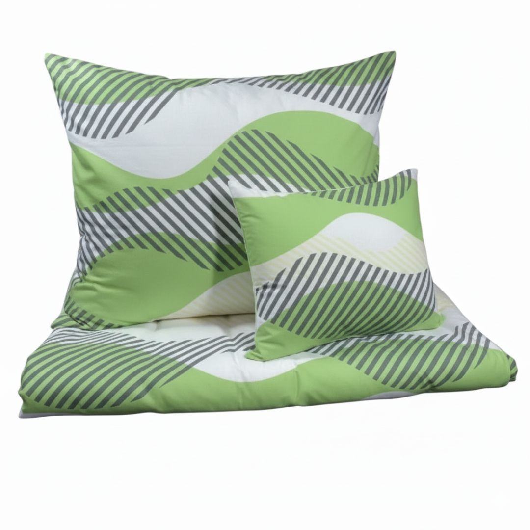 Flanel kispárnahuzat - Zöld hullámos