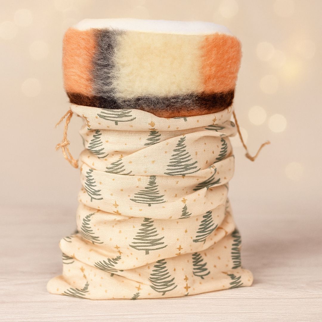 Wool kidney warmer - 20x55 cm - medium - gray checkered