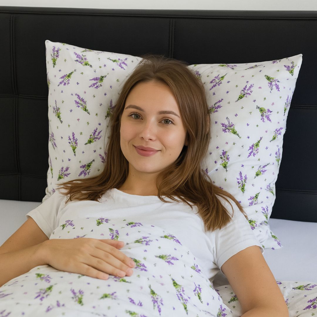 Cotton pillowcase - Lavender bouquet