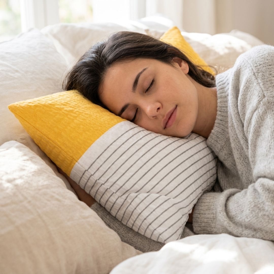 Krepp-Bettwäscheset 3-teilig - Orange/Burgund/Grau