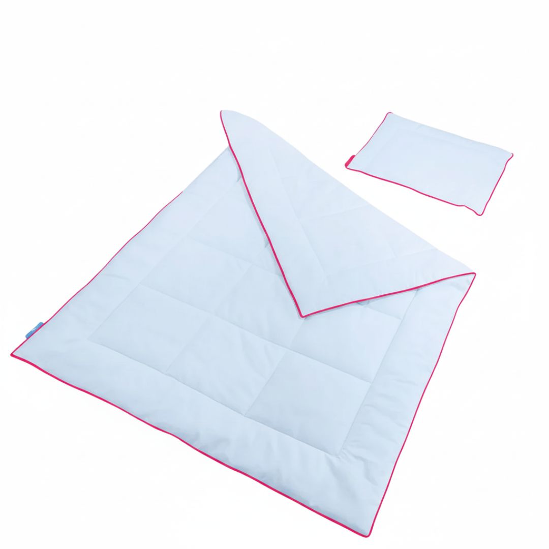 Allergie "STOP" - Kinderbettwäsche-Set (Bettdecke + kleines Kissen) 2-teilig - mit Einfassband