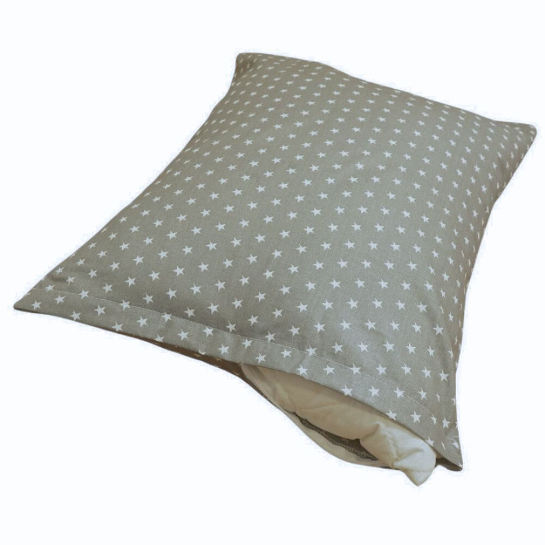 Cotton pillowcase - Gray and white stars