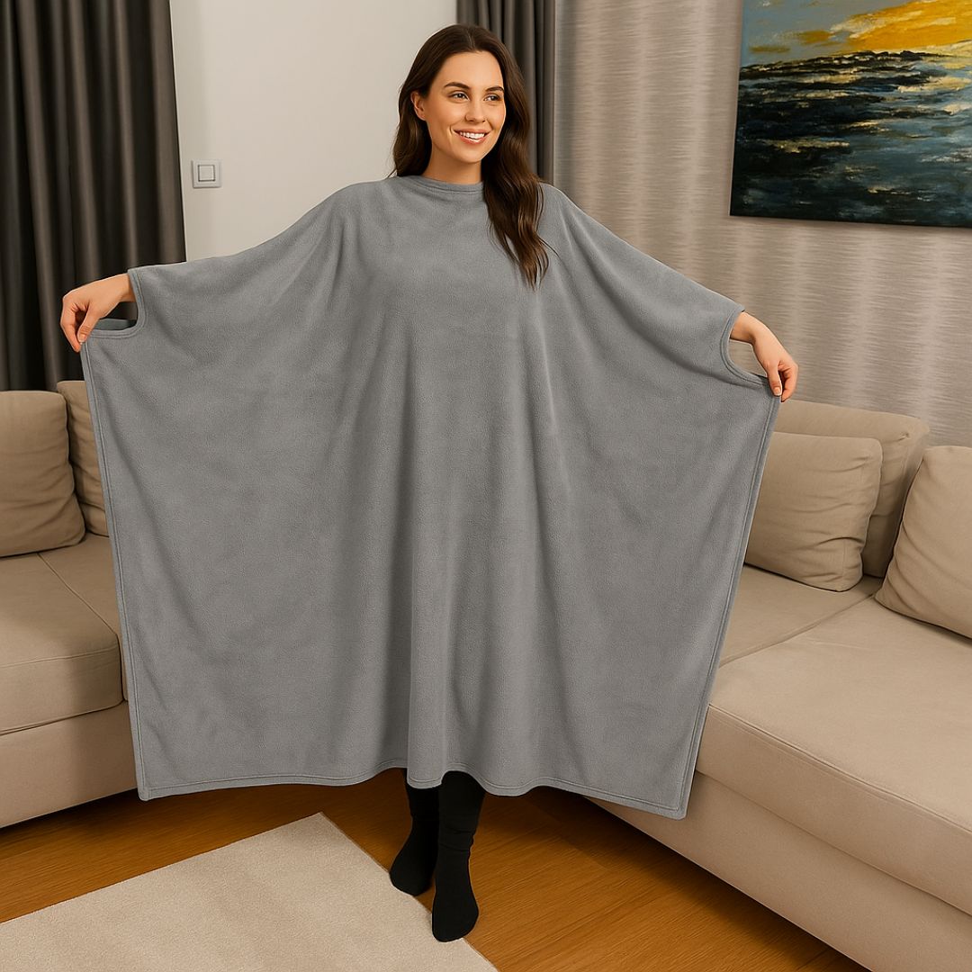 Cozy belebújós pléd rövidebb ujjal - Szürke