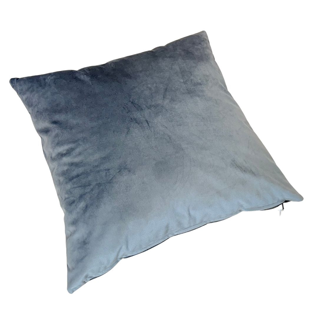 Szürke bársony díszpárna - betéttel - 45x45 cm