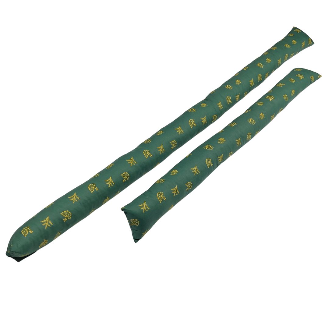 Weihnachtszugluftstopper - grün/goldenes Muster