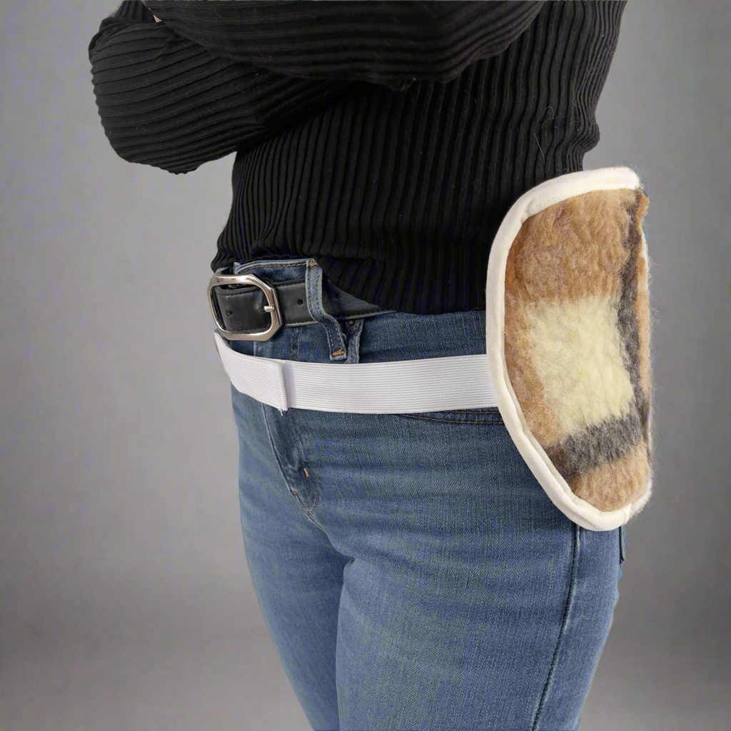 Wool kidney warmer - 20x55 cm - medium - gray checkered