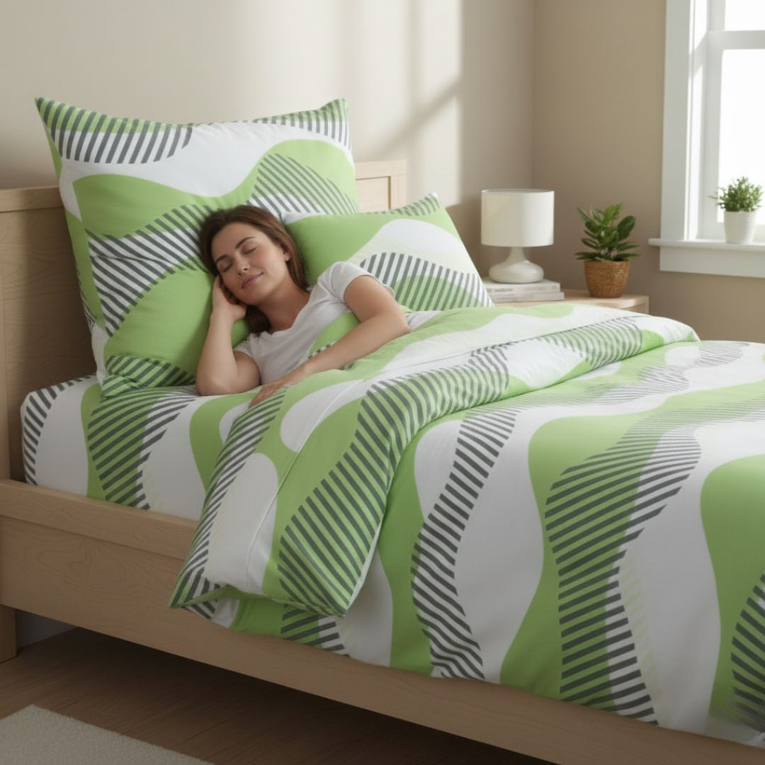 Flanel kispárnahuzat - Zöld hullámos