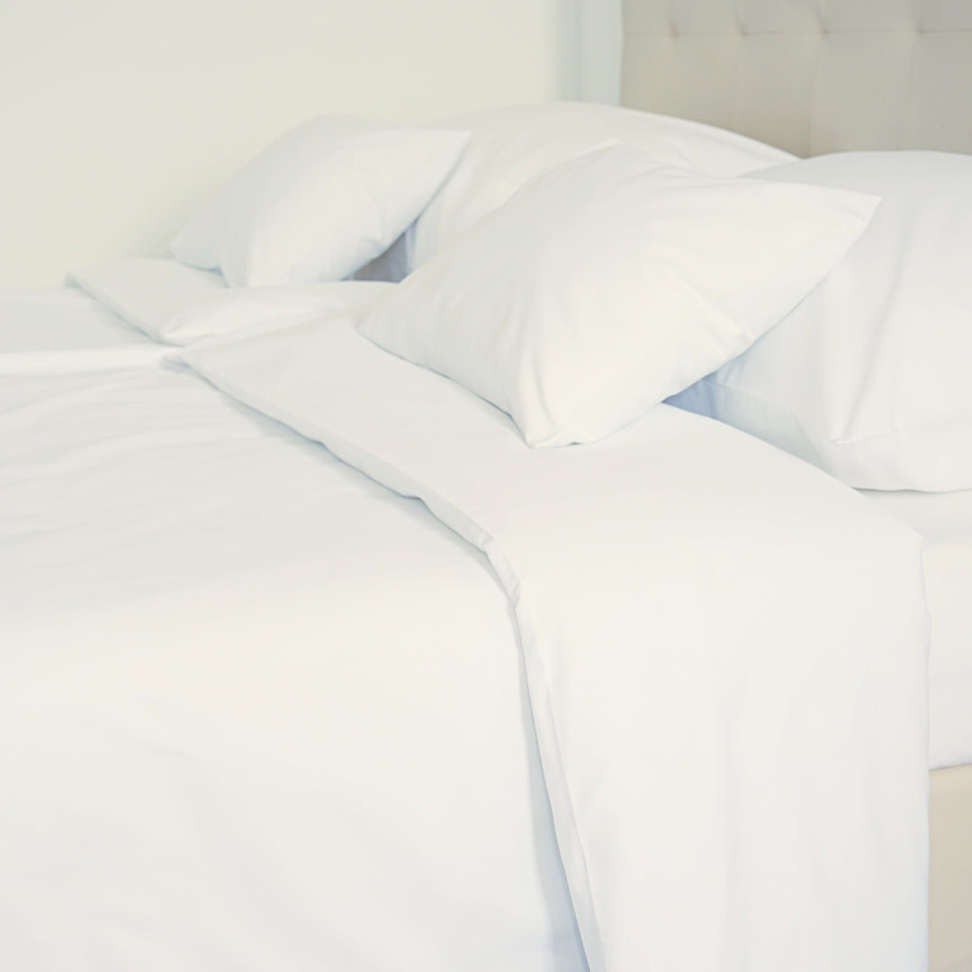 Hotel-Bettlaken aus Baumwollleinen – 50 % Baumwolle – 50 % PE – zum Umklappen – 3er-Set – 142 g/m² – verpackt