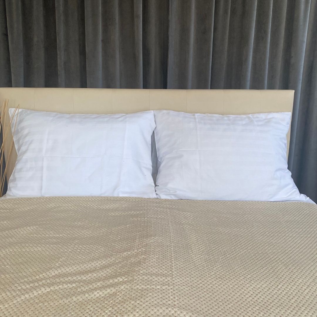 Beige polka dot bedspread