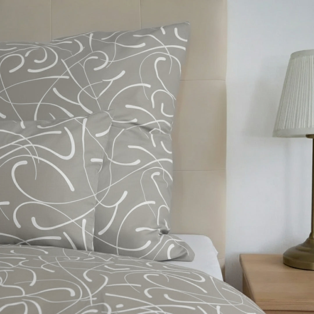 Pamut párnahuzat - Világos szürke fehér mintával