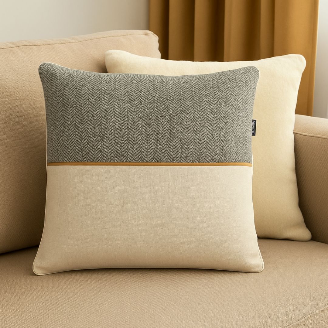 Len bársony krém párna betéttel - 40x40 cm