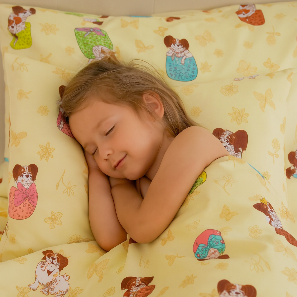 Pamut ágyneműhuzat garnitúra - Bézs kutyás mintával