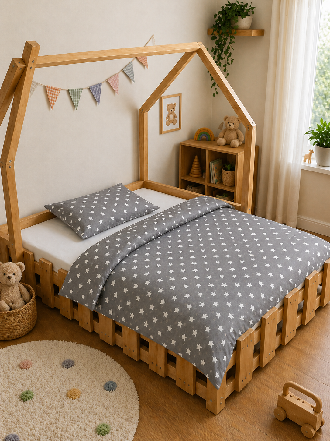 Nordic Grey Star ovis ágyneműhuzat 2 db-os – letisztult csillagos stílus
