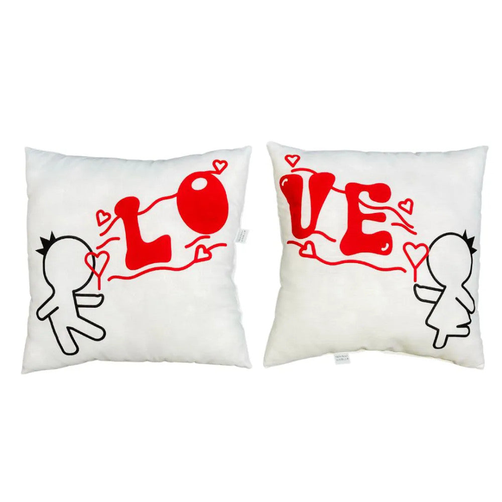Heart to Heart Couple Throw Pillow - LOVE - 100% Cotton