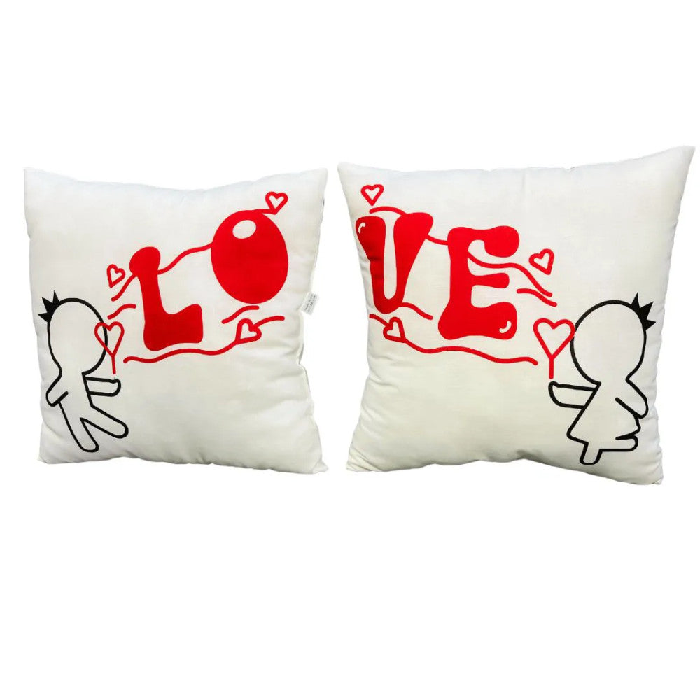 Heart to Heart Couple Throw Pillow - LOVE - 100% Cotton