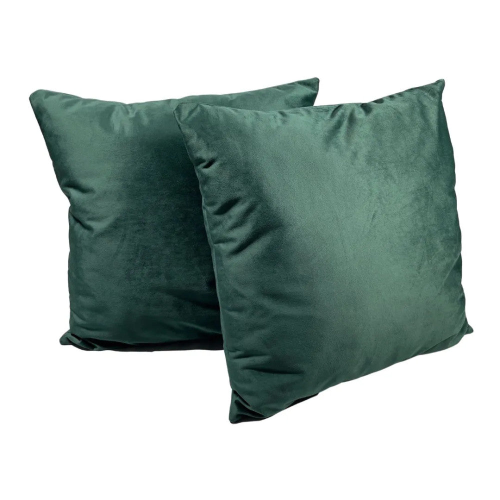 Moss green velvet decorative cushion - with insert - set of 2 - 45x45 cm