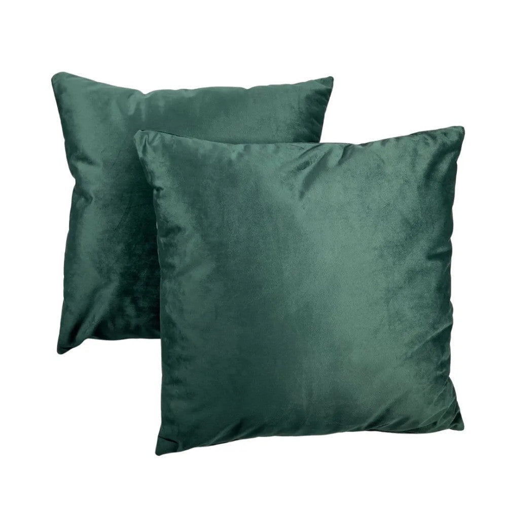 Moss green velvet decorative cushion - with insert - set of 2 - 45x45 cm