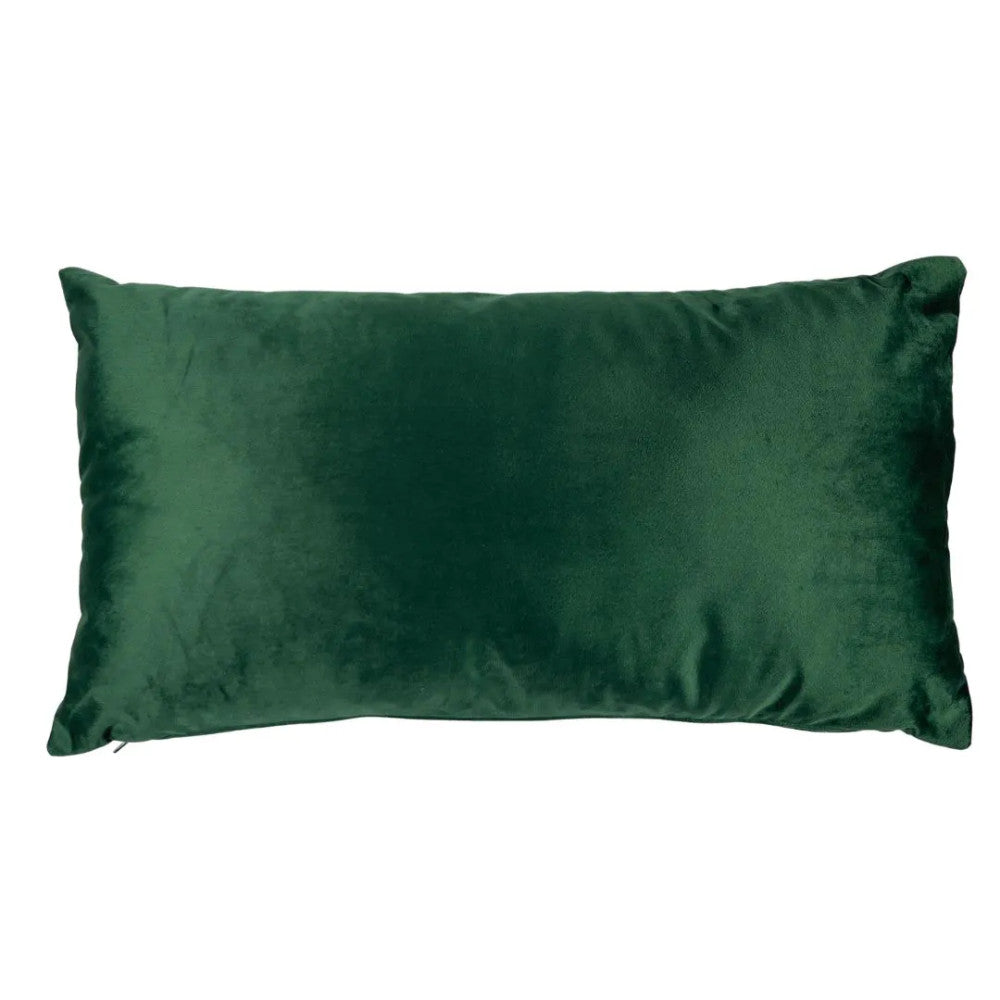 Moss green velvet rectangular decorative pillow - with insert - 30x60 cm