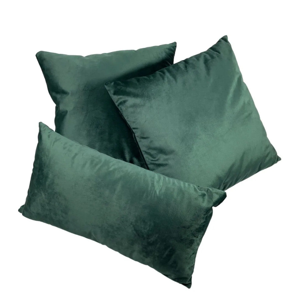 Moss green velvet decorative pillow - with insert - 45x45 cm