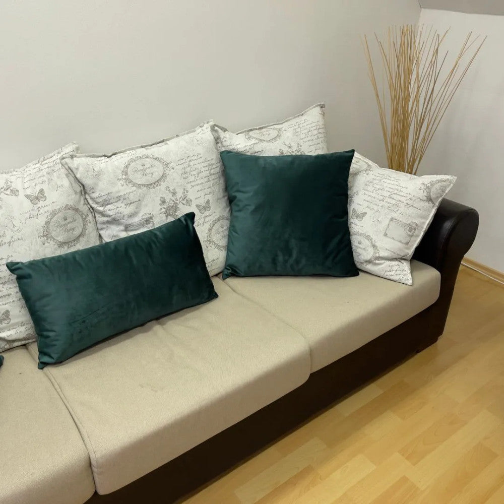 Moosgrünes rechteckiges Dekokissen aus Samt – mit Einlage – 30 x 60 cm