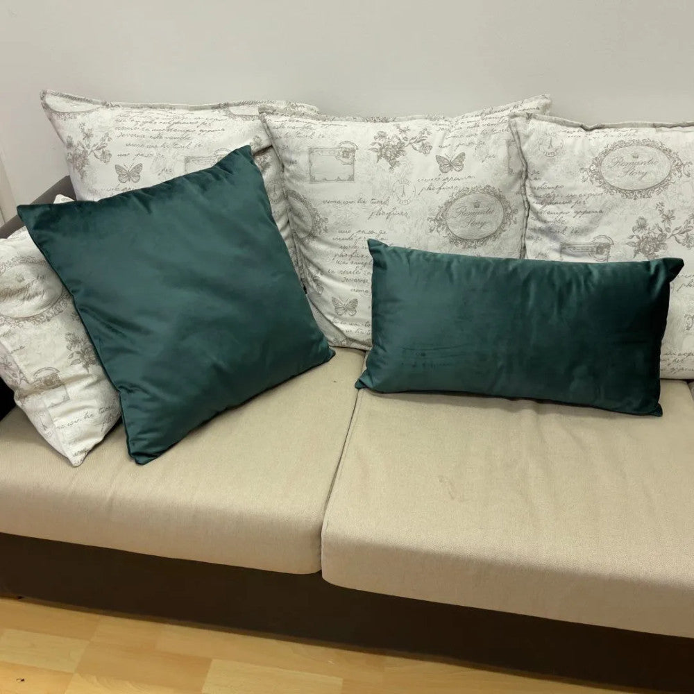 Moosgrünes rechteckiges Dekokissen aus Samt – mit Einlage – 30 x 60 cm