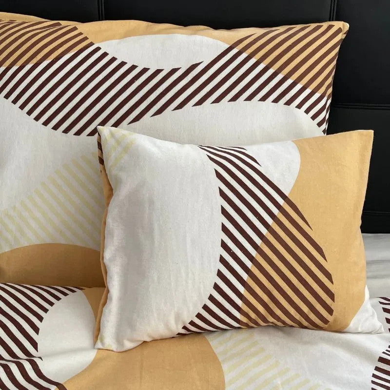 Flanell-Bettwäscheset - 3-teilig - Beige/Weiß