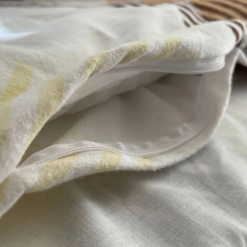 Flanell-Bettwäscheset - 3-teilig - Beige/Weiß