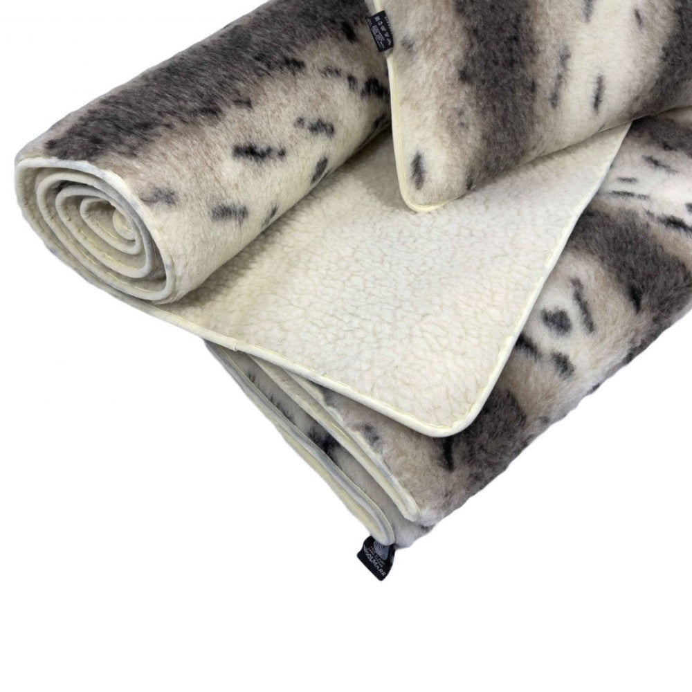 Wool double bottom blanket (waist blanket) double-sided-Lynx pattern - 550 gr/m2 - (180x200 cm)
