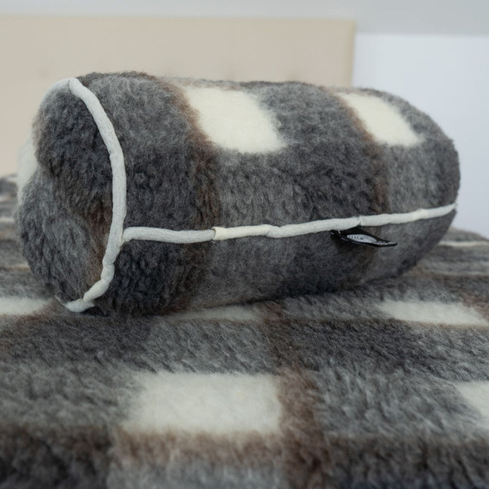 Wool kidney warmer - 25x75 cm - large - brown checkered