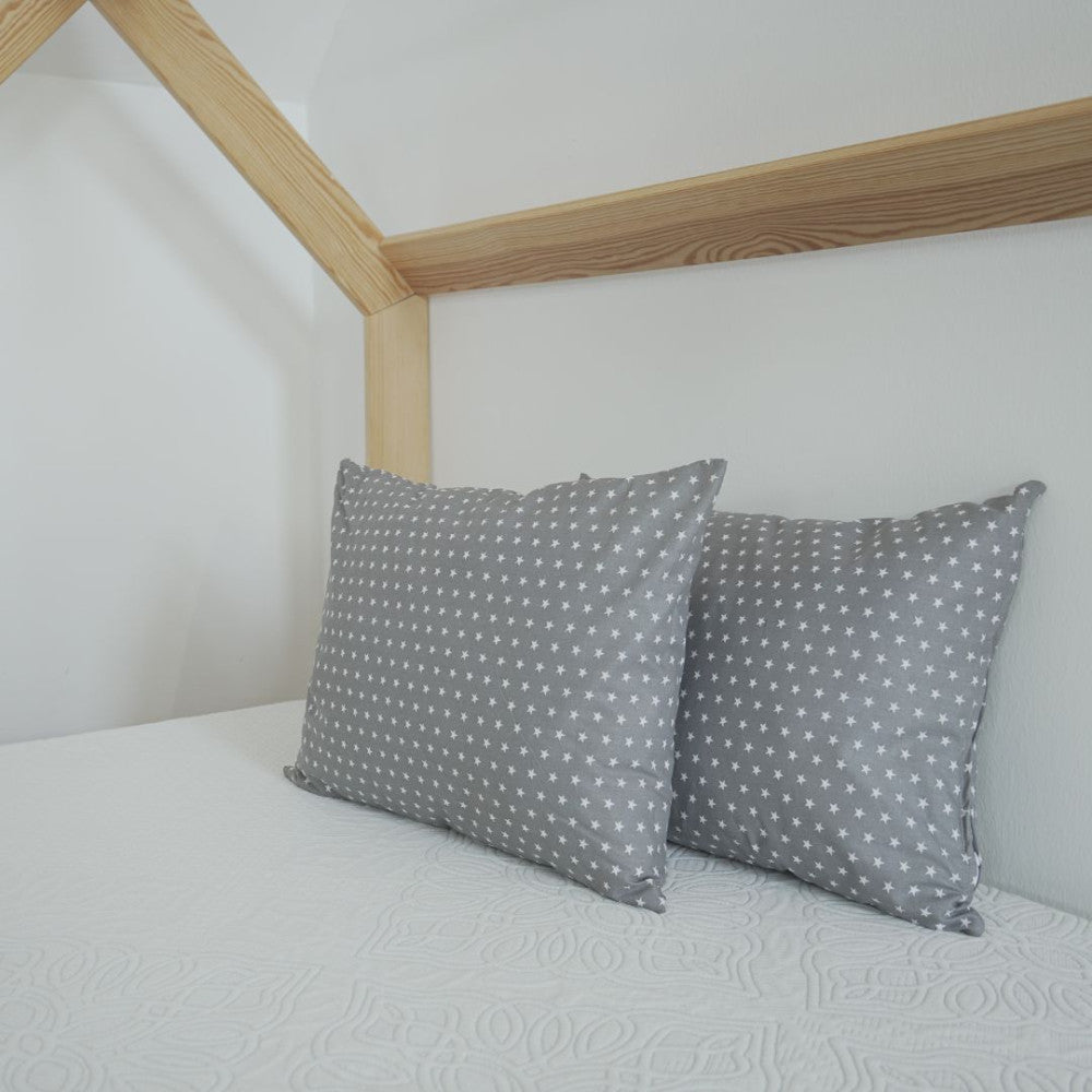 Szürke csillag cipzáras párna, betéttel