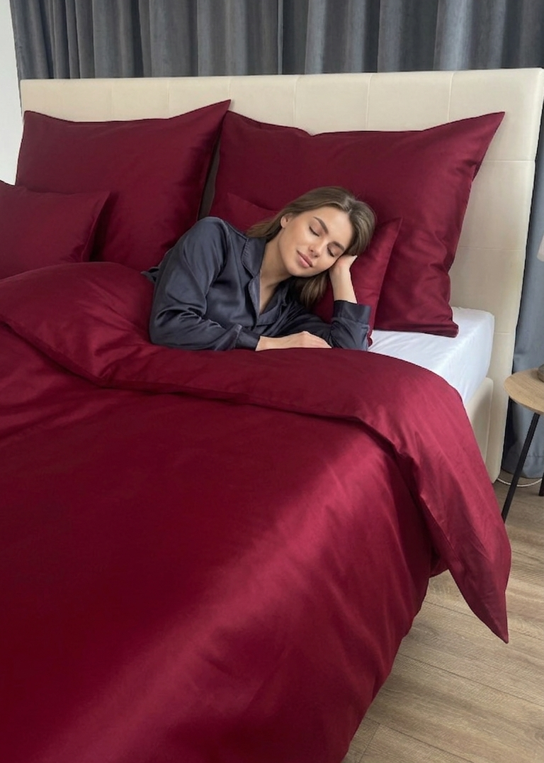 Mintfarbenes, einfarbiges Satin-Bettwäscheset – TC 300