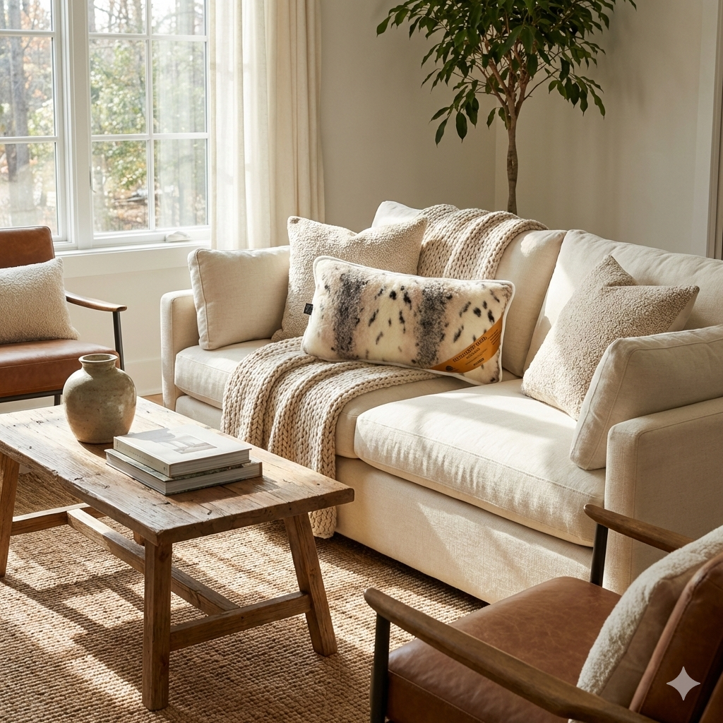 Woll-Eurokissen - Luchsmuster doppelseitig - 550 gr/m2 - 40x80 cm