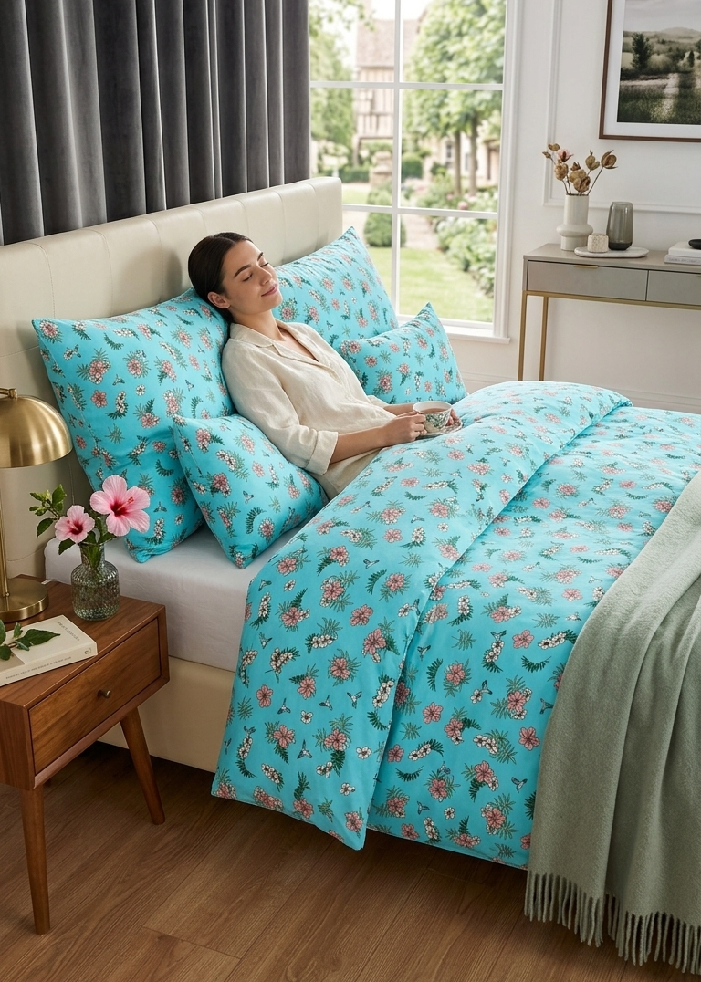 Baumwollbettwäscheset - Blaue Kreise