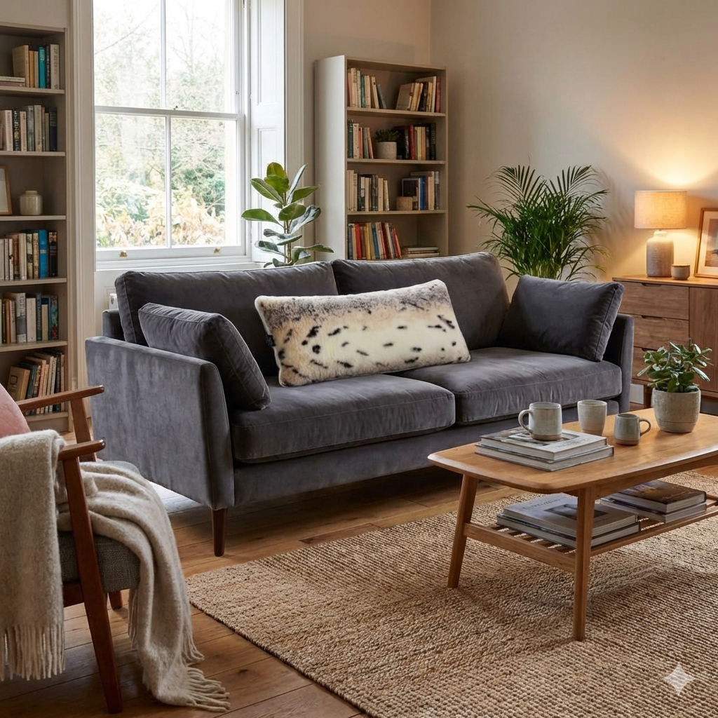 Wool Euro pillow - Lynx pattern double-sided - 550 gr/m2 - 40x80 cm