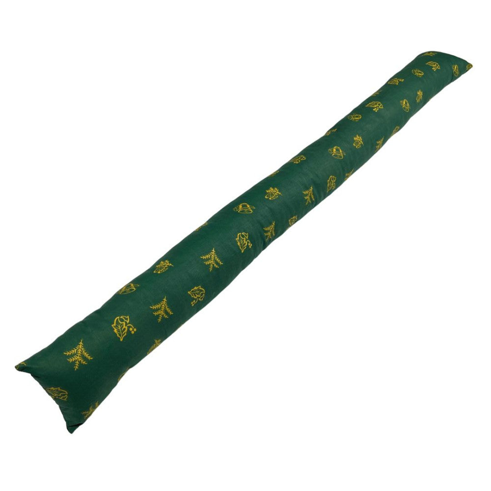 Christmas draught excluder - green/gold pattern