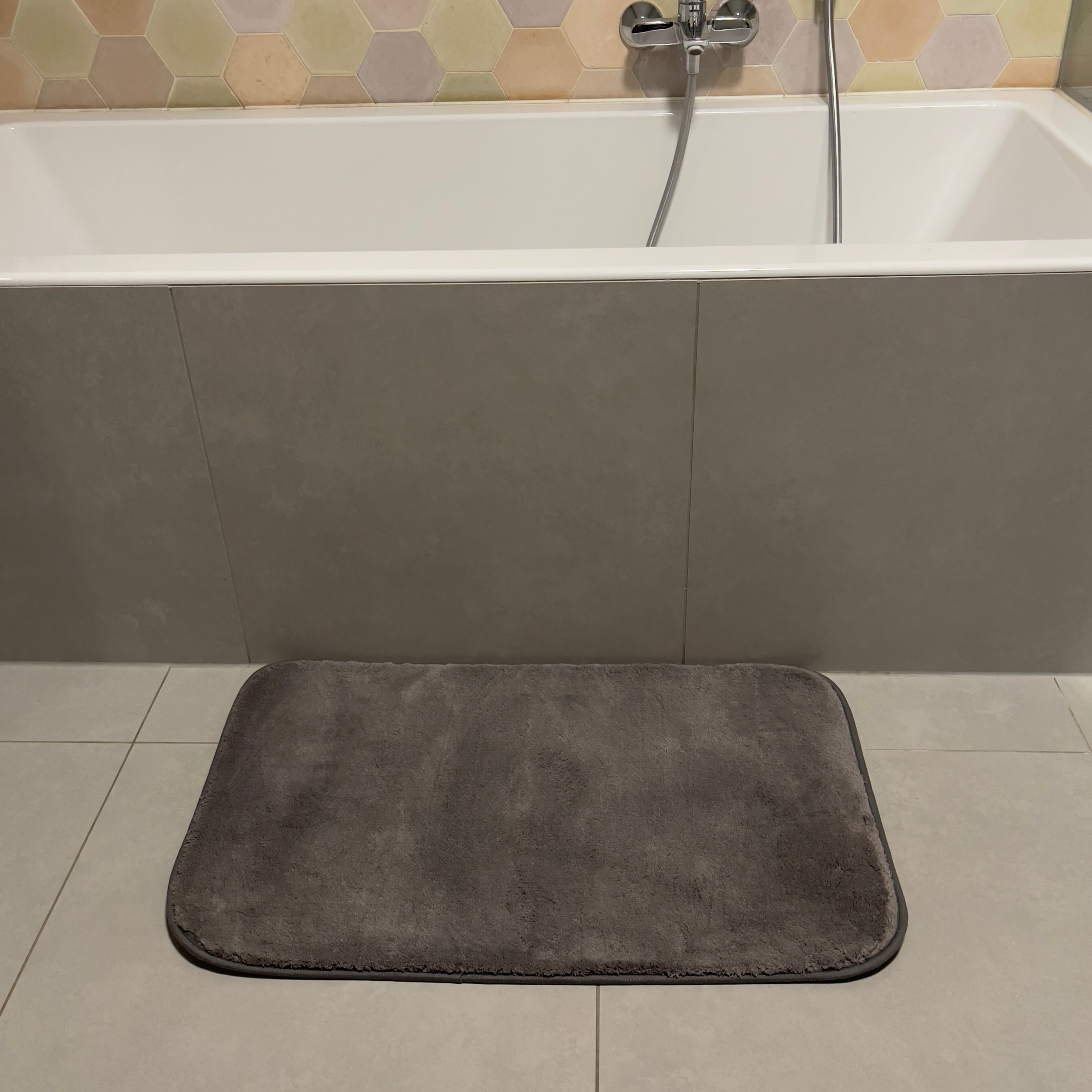 Graphite gray bathroom rug set - 2 pieces - 50x80, 40x50 cm