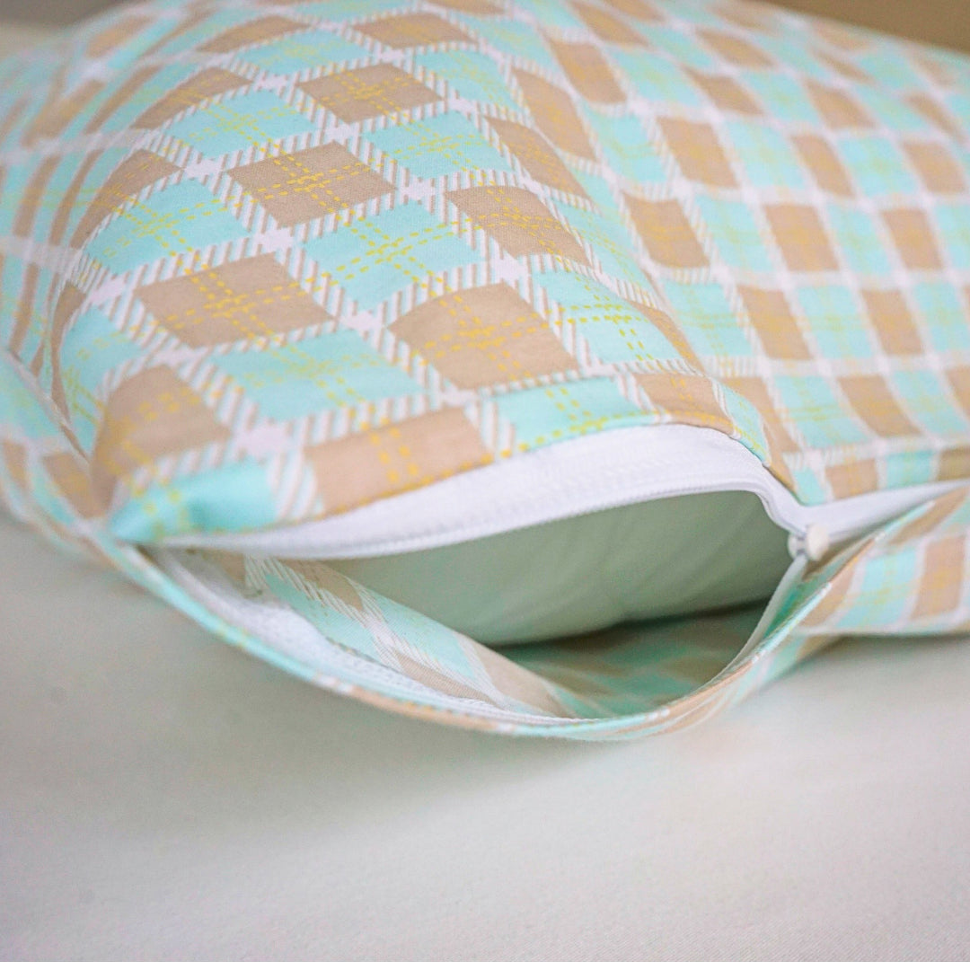 Baumwoll-Bettwäsche-Set - Hellblau kariert