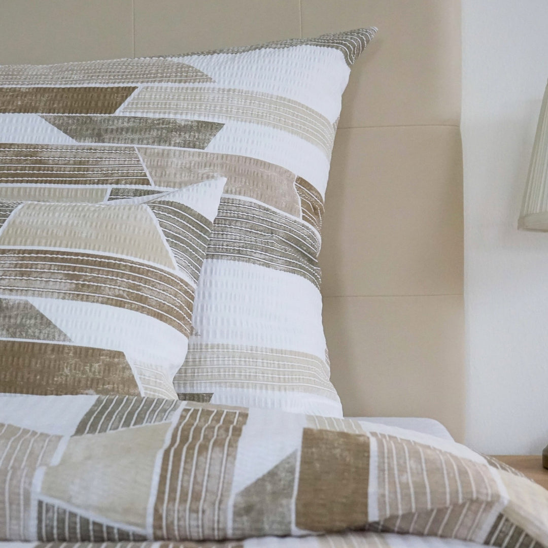 Krepp-Bettwäsche 3er-Set - Braunes Muster