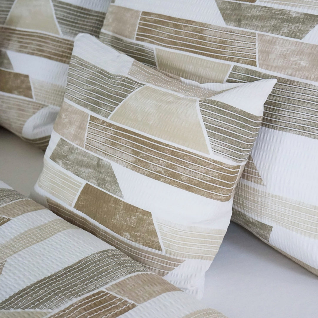 Krepp-Bettwäsche 3er-Set - Braunes Muster