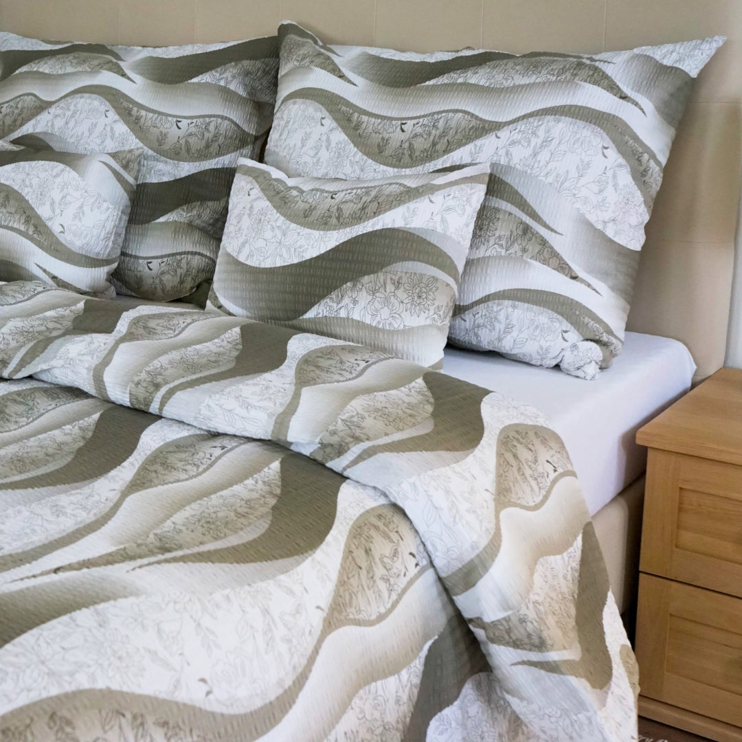 Krepp ágyneműhuzat garnitúra - Keki hullám mintás