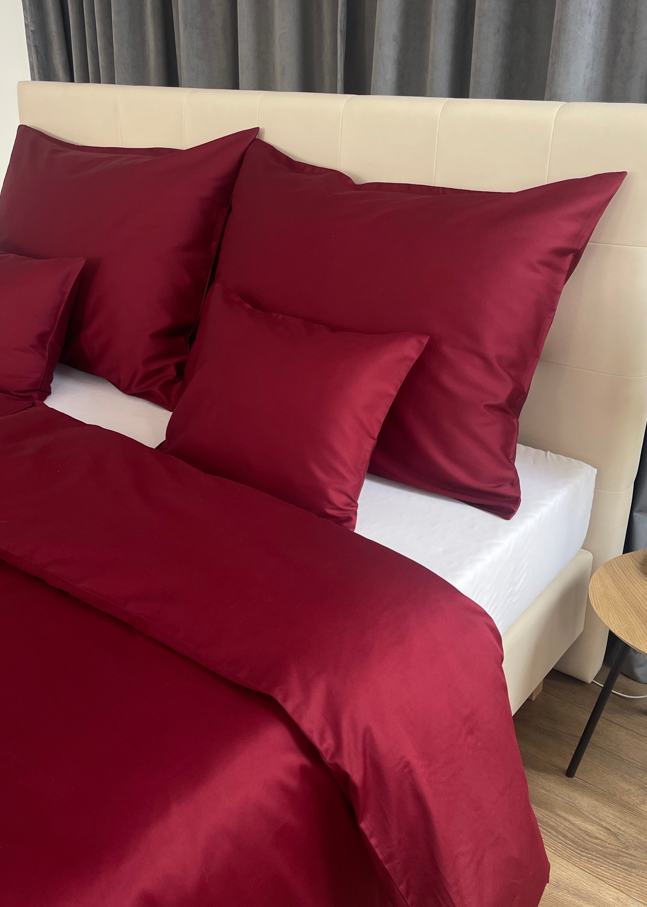 Mintfarbenes, einfarbiges Satin-Bettwäscheset – TC 300