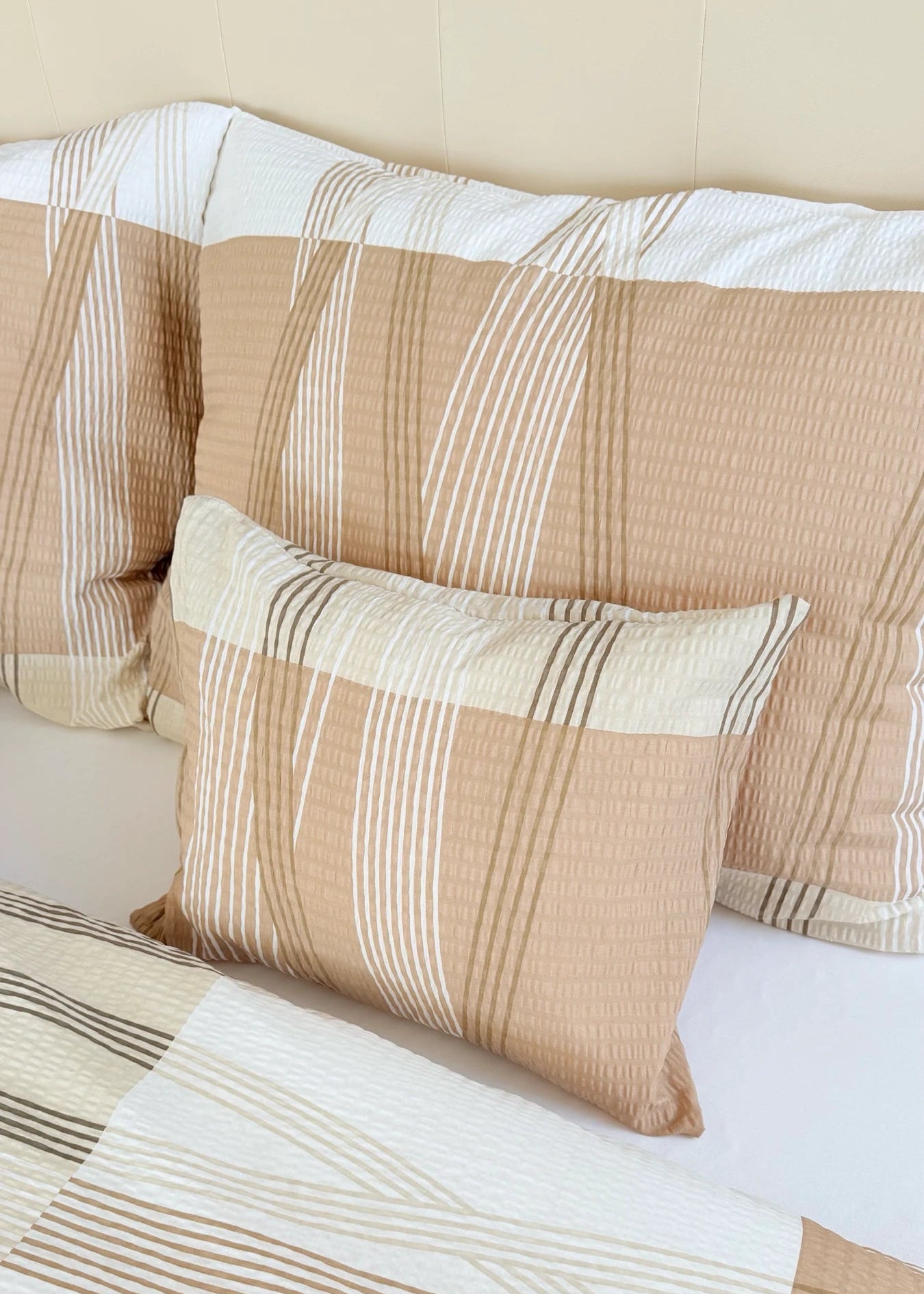 Crepe bed linen set of 3 - Green pattern