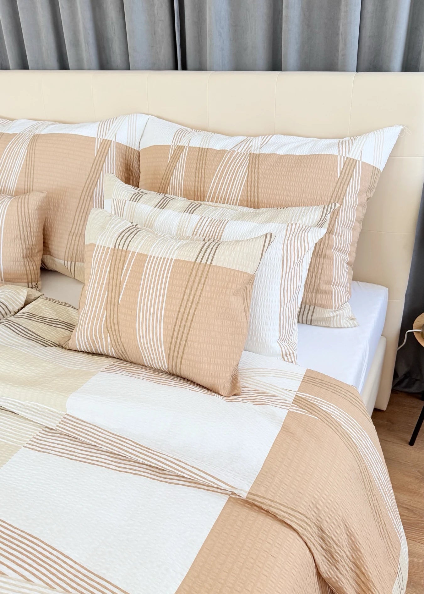 Crepe bed linen set of 3 - Green pattern