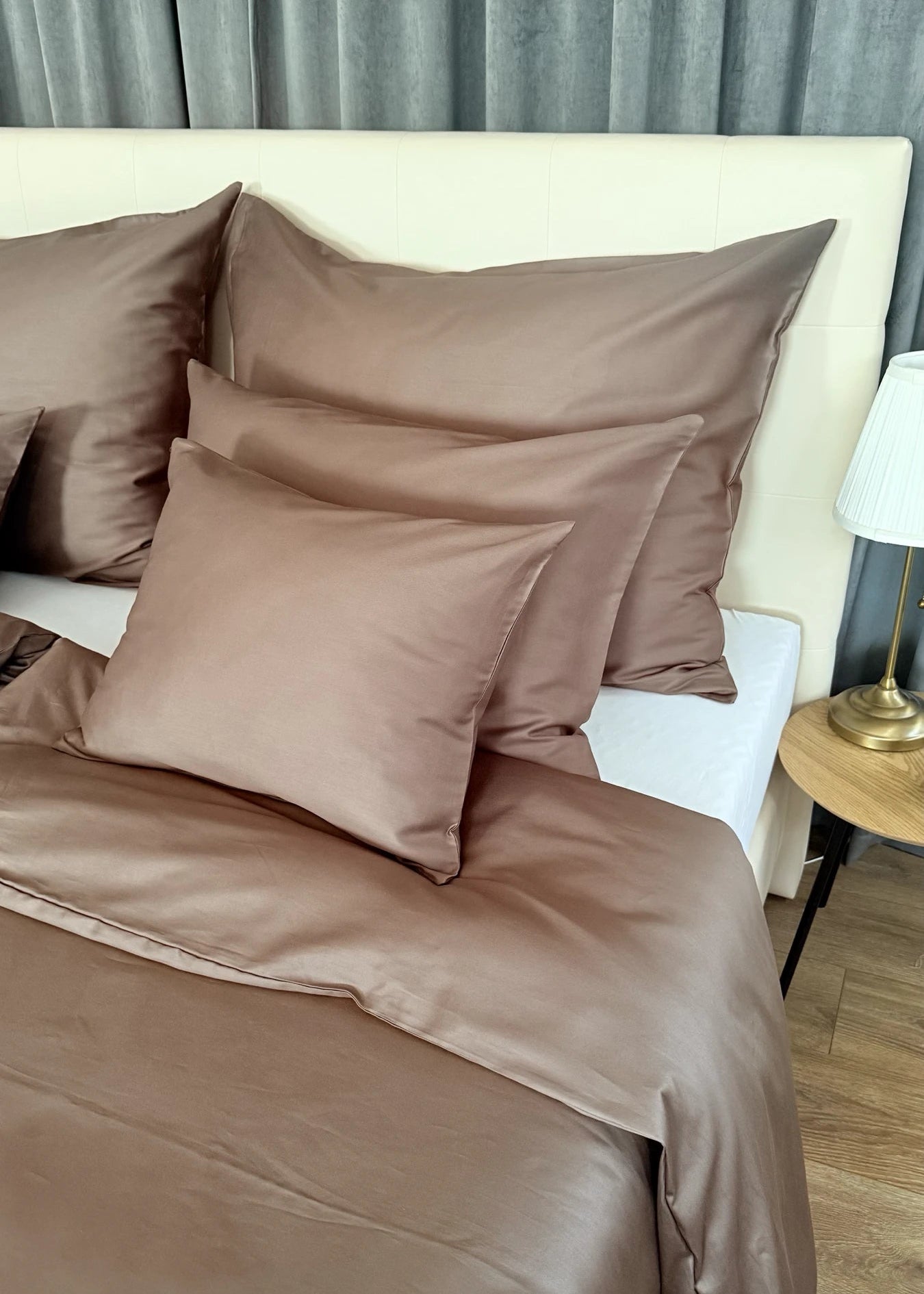 Mint solid satin bed linen set - TC 300
