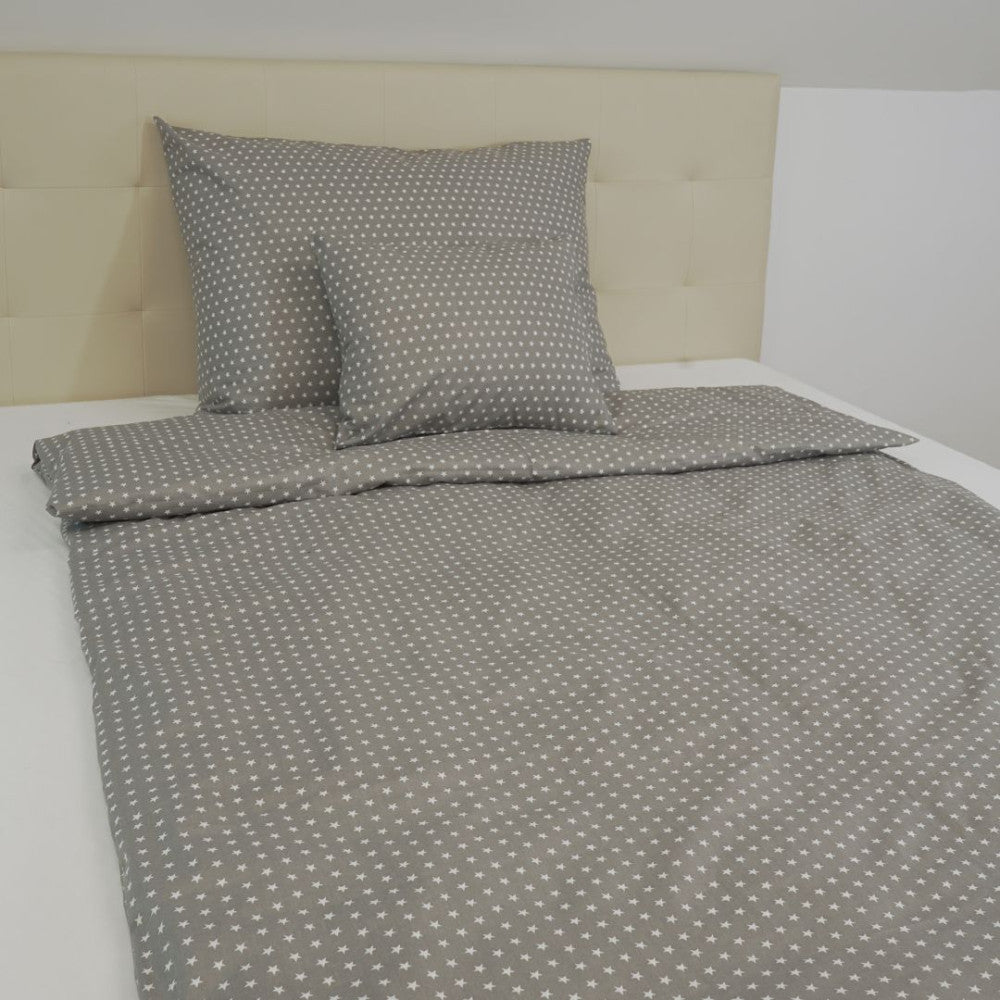 Cotton pillowcase - Gray and white stars