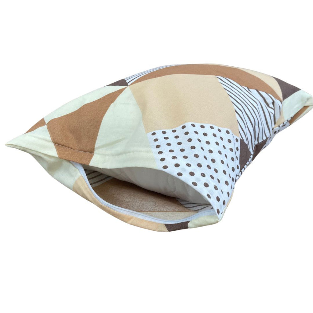 Kissenbezug aus Baumwolle – geometrisches Muster in Braun/Beige