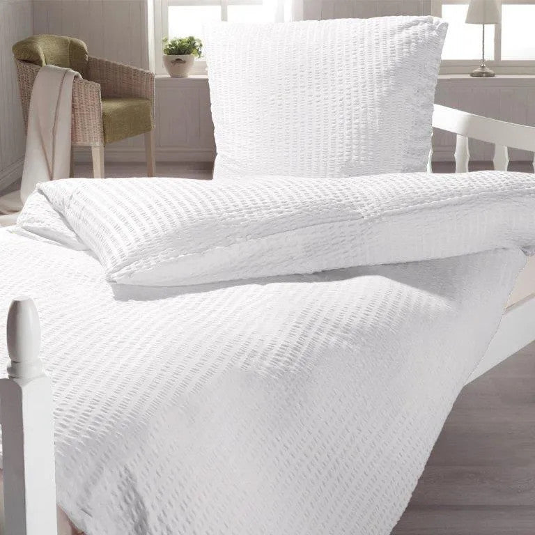 Crepe pillowcase - 100% Cotton - White - fold-over - 130 gr/m2