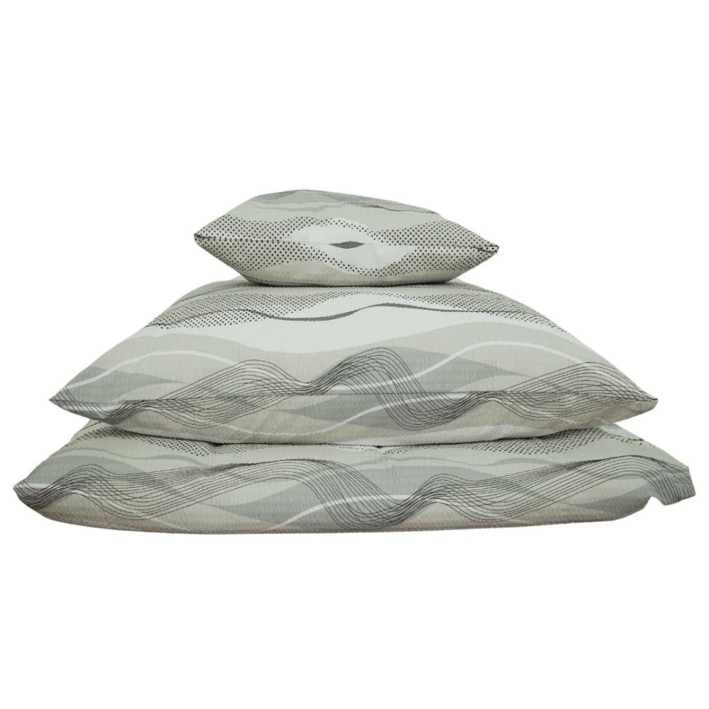 Krepp kispárnahuzat - Szürke/fehér hullám